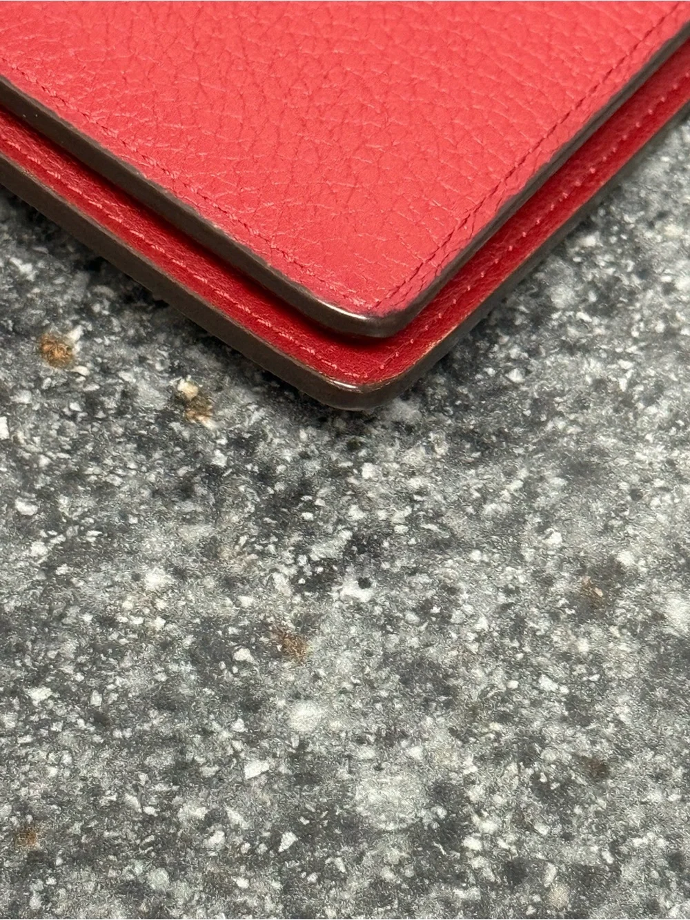 Auth Louis Vuitton Red Taurillon Leather Long Bifold Brazza Wallet Men’s/Unisex